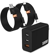100W USB C Charger for Samsung S26 S25 Ultra, 3-Port GaN Fast Wall Charger with 2 Cables (C-C &amp; A...