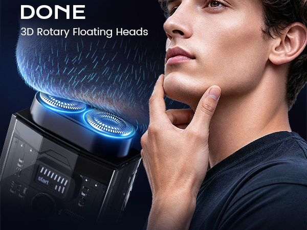 3D rotary floating head mens electric shaver