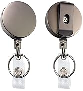 Teskyer 2 Pack Heavy Duty Retractable Badge Reels with Belt Clip and Reinforced ID Strap for ID B...
