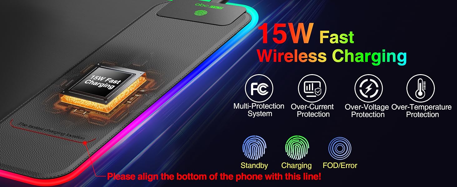 rgb gaming mouse pad with wireless charging