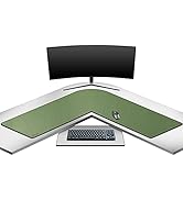 Mydours L-Shaped Computer Desk Pad (45.3"+45.3") Lx15.7 W, PU Leather Corner Office Desk Blotter ...