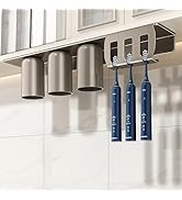 Toothbrush Holders for Bathrooms, Electric Toothbrush Holder with 3 Cups 3 Brush Slots for Mirror...