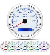 MAIMEIMI Tachometer Gauge 7 Color 0-8000 RPM Tacho Meter 85mm 3 3/8