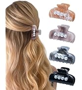 HOKEMP 4 Pcs Hair Claw Clips for Women, 6cm Medium Pearl Acrylic Claw Clips, Non-Slip Claw Clips ...