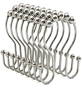 Shower Curtain Hooks Brushed Nickel Shower Curtain Rings Rust Proof, Bathway Balanced Smooth Glid...