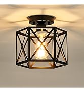 Bwxcie Modern Farmhouse Black Ceiling Light,Industrial Semi Flush Mount Ceiling Lighting Fixture,...