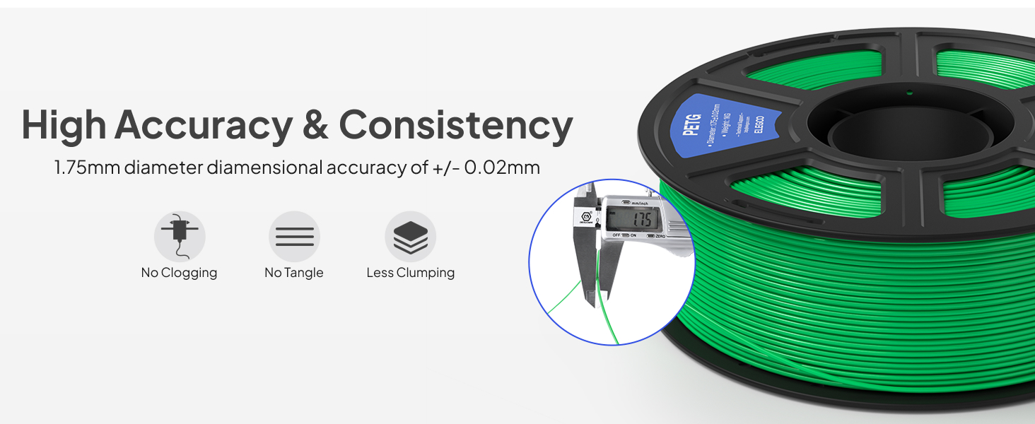 1.75mm diameter, high accuracy and consistency
