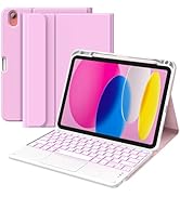 MoKo iPad 11th/10th Generation Case with Keyboard 2025/2024, 7 Colors Backlight & Multi-Touch Tra...