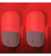 Finezeal 670nm Red Night Light with Retractable Plug [2 Pack] - Zero Blue Light, with Dusk to Daw...