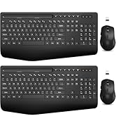 SABLUTE Wireless Keyboard and Mouse, Wrist Rest, Phone Holder, 2.4G Lag-Free Ergonomic Keyboards ...