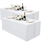 homing 2 Packs Rectangle Fitted Tablecloth, 6 Foot Washable Fabric Table Cloth, Waterproof Polyes...