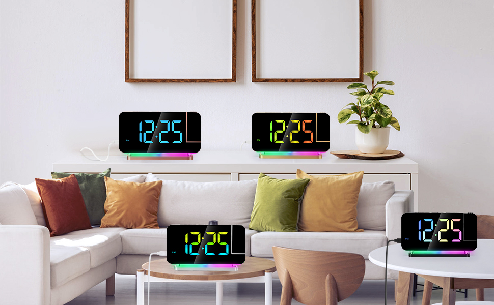 led mirror digital alarm clock