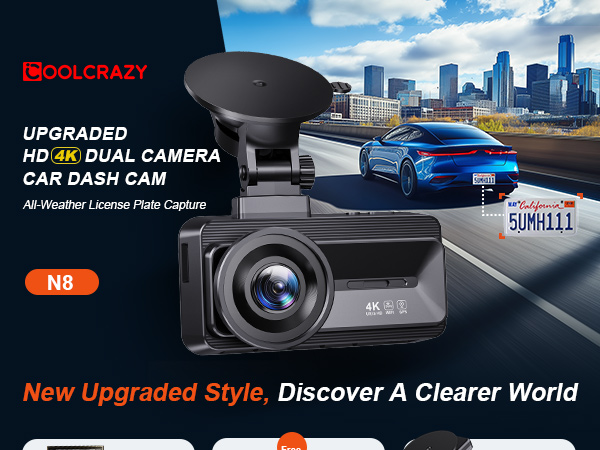 UPGRADED HD 4K DUAL CAMERA CAR DASH CAM