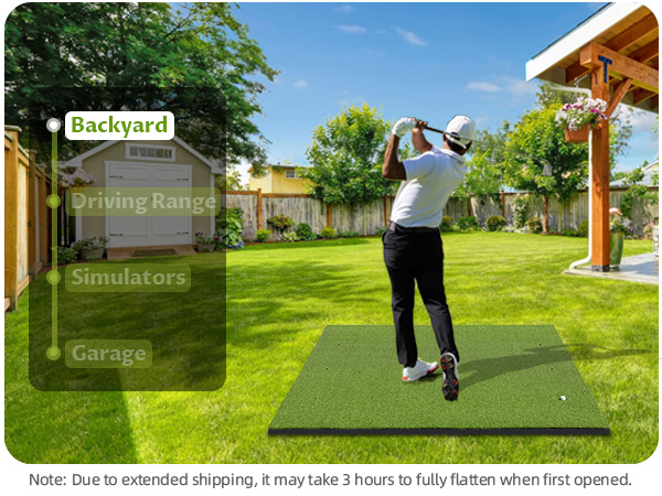 golf mats practice outdoor backyard with family friends