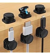 Cord Holder Clips, 6 Pack Magnetic Cable Clips for Desk Management, Strong Adhesive Phone Charger...