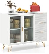 Giantex Buffet Cabinet with Storage, Modern Sideboard with 2 Doors &amp; 3 Drawers, Freestanding Kitc...