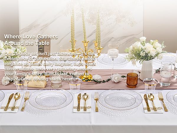 clear gold plastic plates