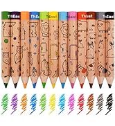 ThEast Toddlers Colored Pencils, Art Supplies for Children, 12 Color Pencils for Kids, Cute Anima...