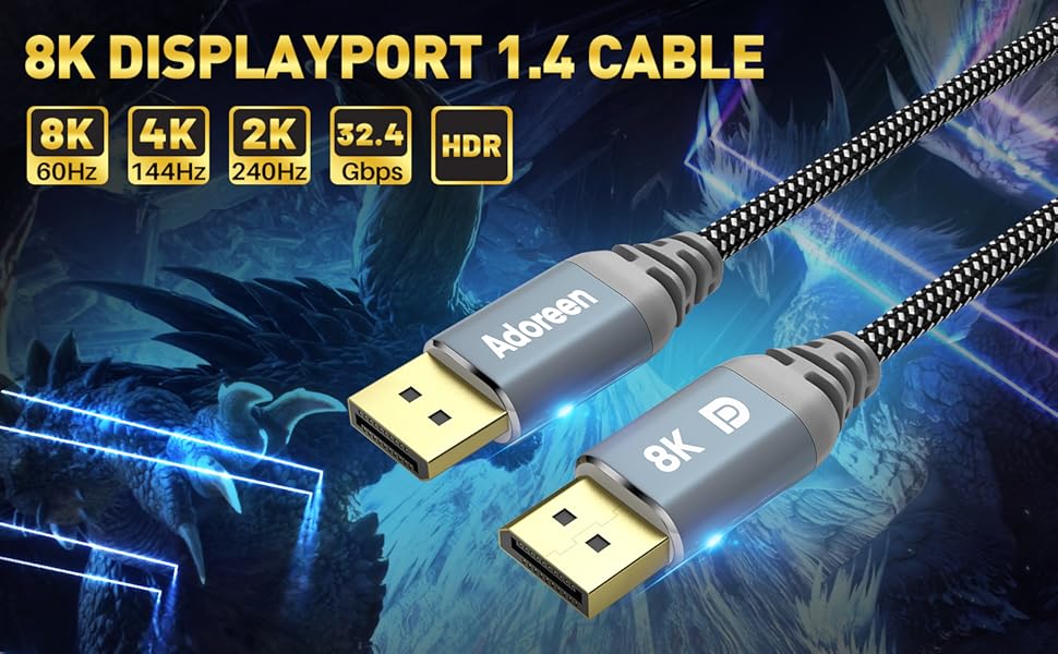 8K Displayport 1.4 Cable