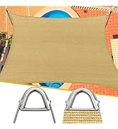 Reinforced Corners &amp; Edges 20' x 20' Rectangle Sun Shade Sail Commercial Grade Curved Edge UV Blo...