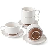 DOWAN 5oz Coffee Cups and Espresso Cups, Stackable Coffee Cup and Saucer Set of 4, Ceramic Tea Cu...
