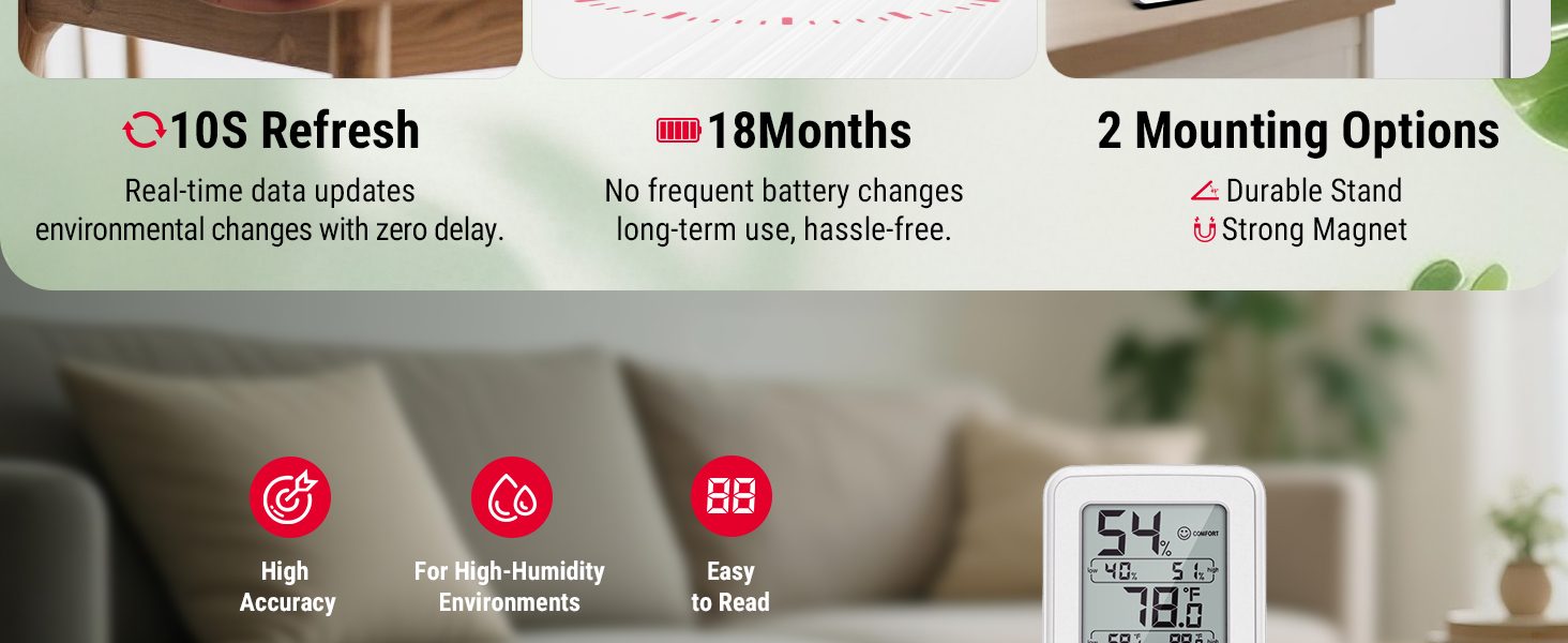 indoor temperature and humidity monitor vacation home temperature monitor magnetic thermometer