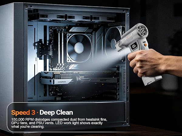 Hopetool S7 Pro Speed 3 Deep Clean mode cleaning PC case with LED light