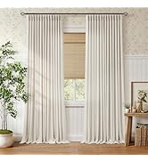 Pinch Pleated Linen Curtains 96 Inches Long 2 Panel for Living Room Sliding Door Bedroom Cream Se...