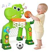 Toddler Basketball Hoop &amp; Soccer Goal, Baby Toys for 1 2 3 Year Old Boys Girls, Kids Sports Toy w...