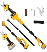 Cordless Pruning Shears Compatible with Dewalt 20V, Electric Pruning Shears with Extension Pole u...