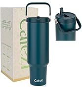 Cafezi 50oz Tumbler with Lid and Straw, Stainless Steel Water Bottles with Flip Straw and Top Han...