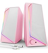 LENRUE Computer Speakers, USB/USB-C Powered PC Speakers with Loud Stereo Sound, Headphone-in for ...