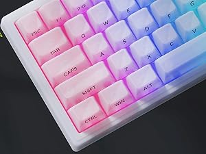 Keyboard Keycaps Jelly - Ceramic Keycaps 75%, Clear White Key Cap, Transparent Side Printed