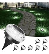JOFIOS Mini Solar Ground Lights Outdoor,Flat Solar Pathway Lights 8 Pack,IP67 Waterproof Solar Po...