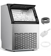 COWSAR Commercial Ice Maker Machine, 80Lbs/24H Freestanding Undercounter Ice Maker with 24Lbs Sto...