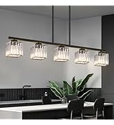 BesLowe 42” Kitchen Island Lighting with Top K9 Crystal, Modern Dining Room Light Fixtures Over T...