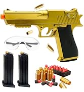 Deluxe Manual Shell Ejecting Toy Gun - Metallic Gold with Orange Tip, Complete Set with Foam Dart...