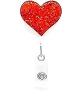 Heart Retractable Badge Holder, ID Card Clips, Badge Reel for Nurses Students Workers, Badge Hold...