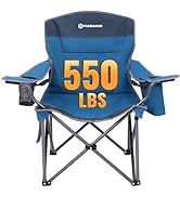 FUNDANGO Oversized Camping Chairs for Adults, Heavy Duty Fold Up Sports Games Lawn Chairs, Extra ...