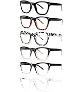 SIGVAN 6 Pack Reading Glasses for Women Men Blue Light Blocking Square Fashion Readers with Sprin...