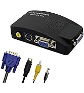 GINTOOYUN RCA to VGA Adapter,Composite AV S-Video to VGA Converter,for HDTV, Monitors, Laptop, De...