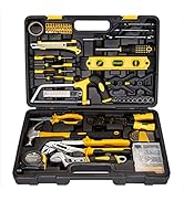 CARTMAN 218 Piece Tool Set General Household Hand Tool Kit with Plastic Toolbox Storage Case Yellow