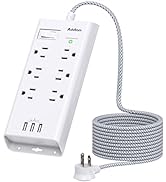 Power Strip Surge Protector - Addtam 10Ft Long Extension Cord with 6 Outlets and 3 USB Ports, Fla...