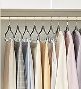 SONGMICS 30-Pack Pants Hangers, 16.7-Inch Long Velvet Hangers with Adjustable Clips, Heavy-Duty, ...