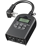 DEWENWILS Outdoor Timer Outlet Waterproof, Outdoor Digital Timer for Lights, Programmable with 2 ...