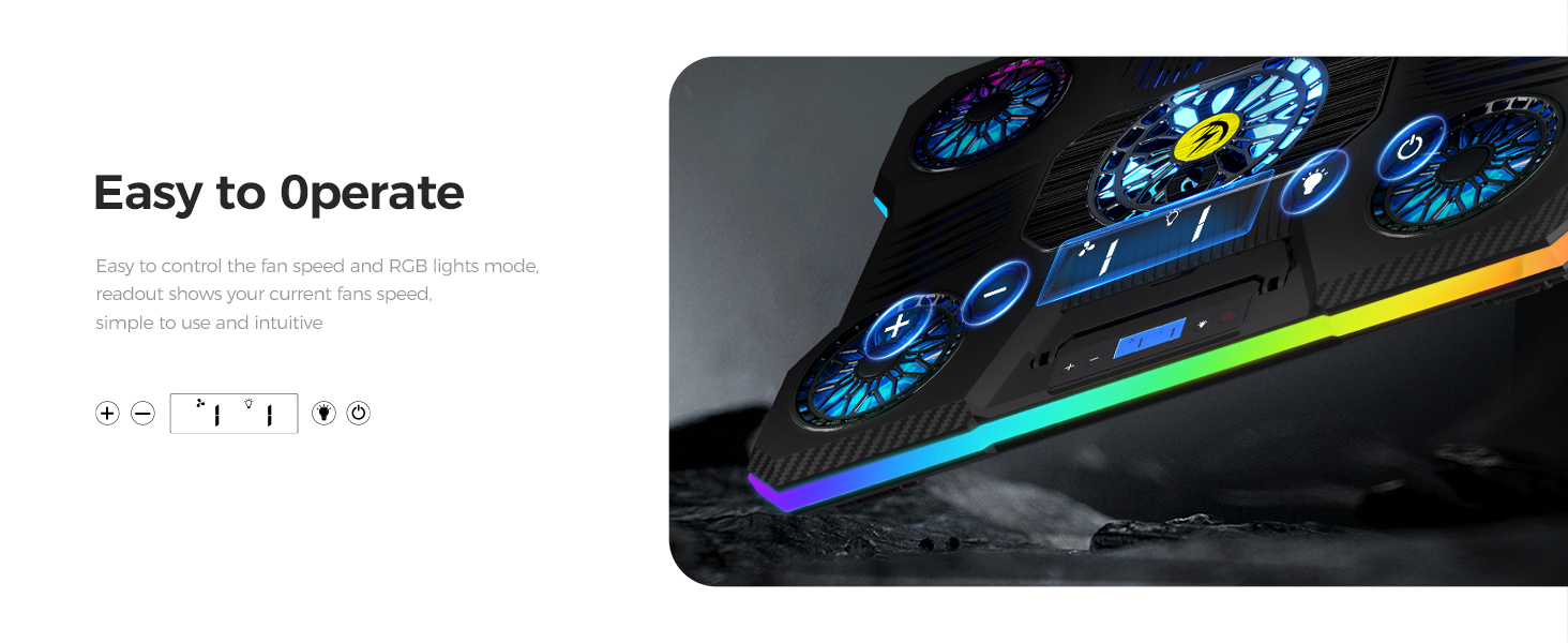 lcd display easy to operate laptop fan