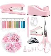Office Supplies,Pink Desk Accessories,Office Supplies Set,Stapler and Tape Dispenser Set,Scissors...