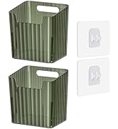 Set of 2 Storage Organizer Bins Wall Mounted Floating Shelves Fridge Organizer Stackable Clear Pl...