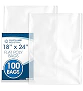 18" X 24" Open-End Flat Poly Bags (100 Count) - 1.1 Mil Clear Plastic - No Adhesive Strip - For P...
