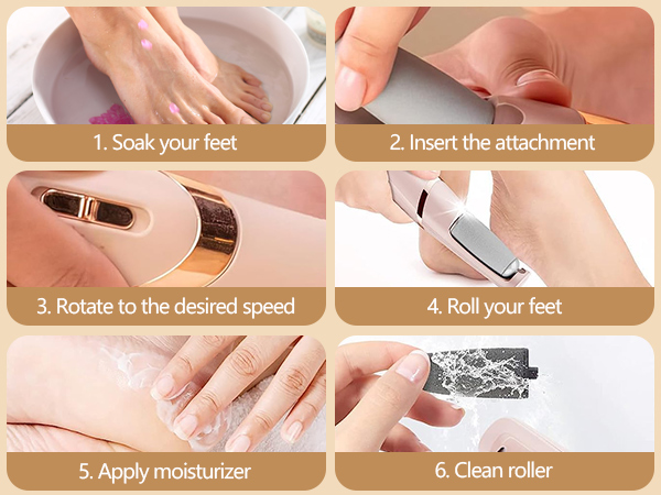 Step-by-step instructional images showing hand care or beauty treatment procedure on pink background with numbered steps.